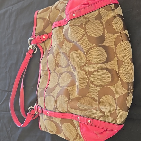 Coach Signature Canvas Tote Bag - Brown and Pink - Picture 1 of 11